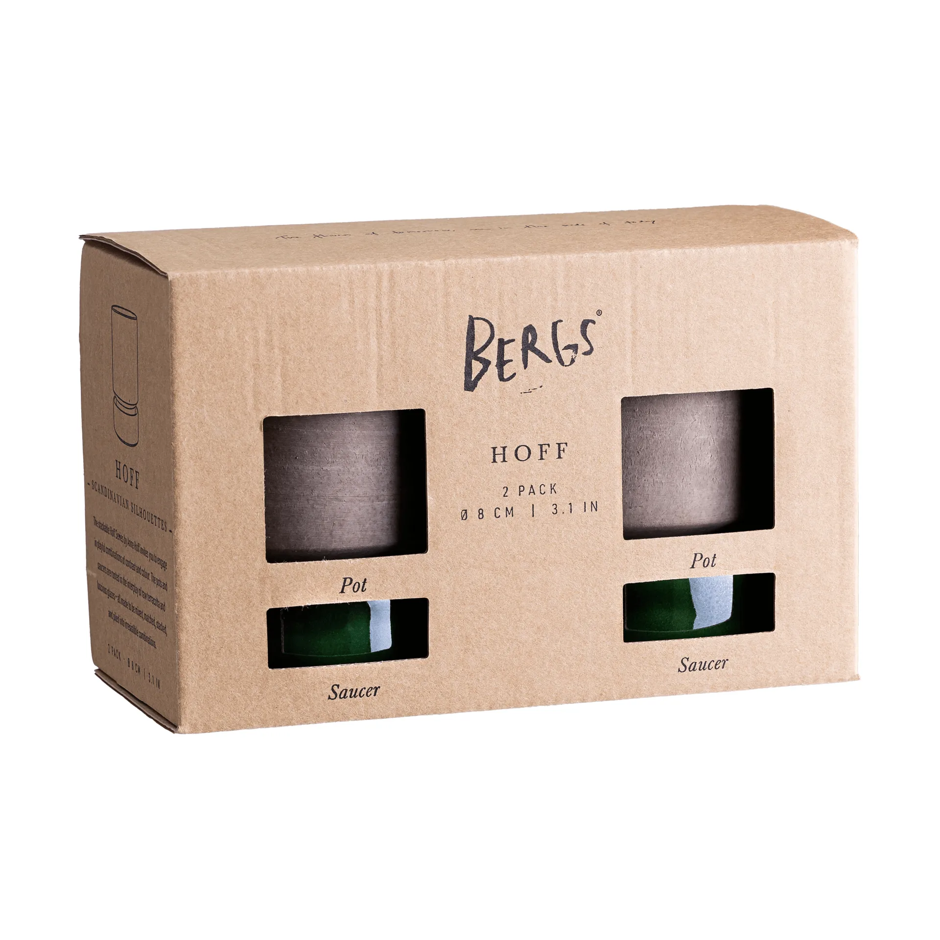Hoff kruka 2-pack, Ø8 cm, Raw Grey-Emerald Green (grå-grön) Bergs Potter
