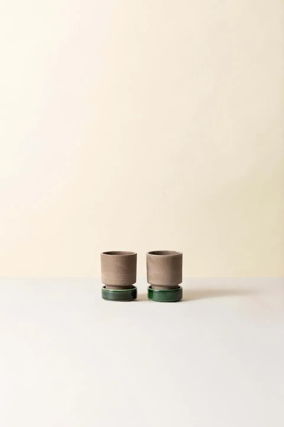 Hoff kruka 2-pack, Ø8 cm, Raw Grey-Emerald Green (grå-grön) Bergs Potter