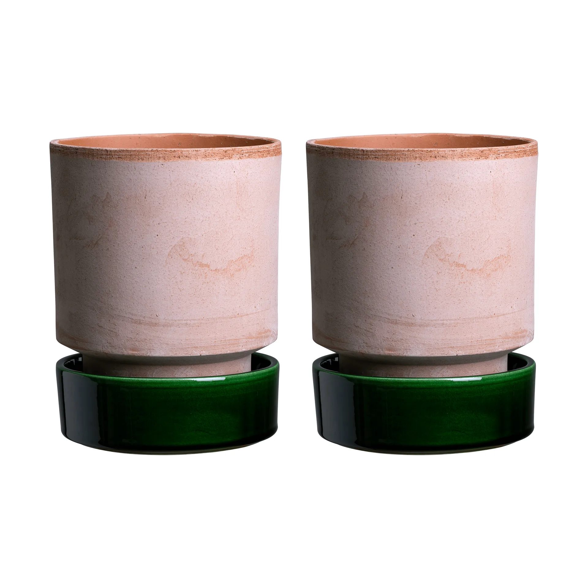 Hoff kruka 2-pack, Ø8 cm, Raw Rosa-Emerald Green (rosa-grön) Bergs Potter