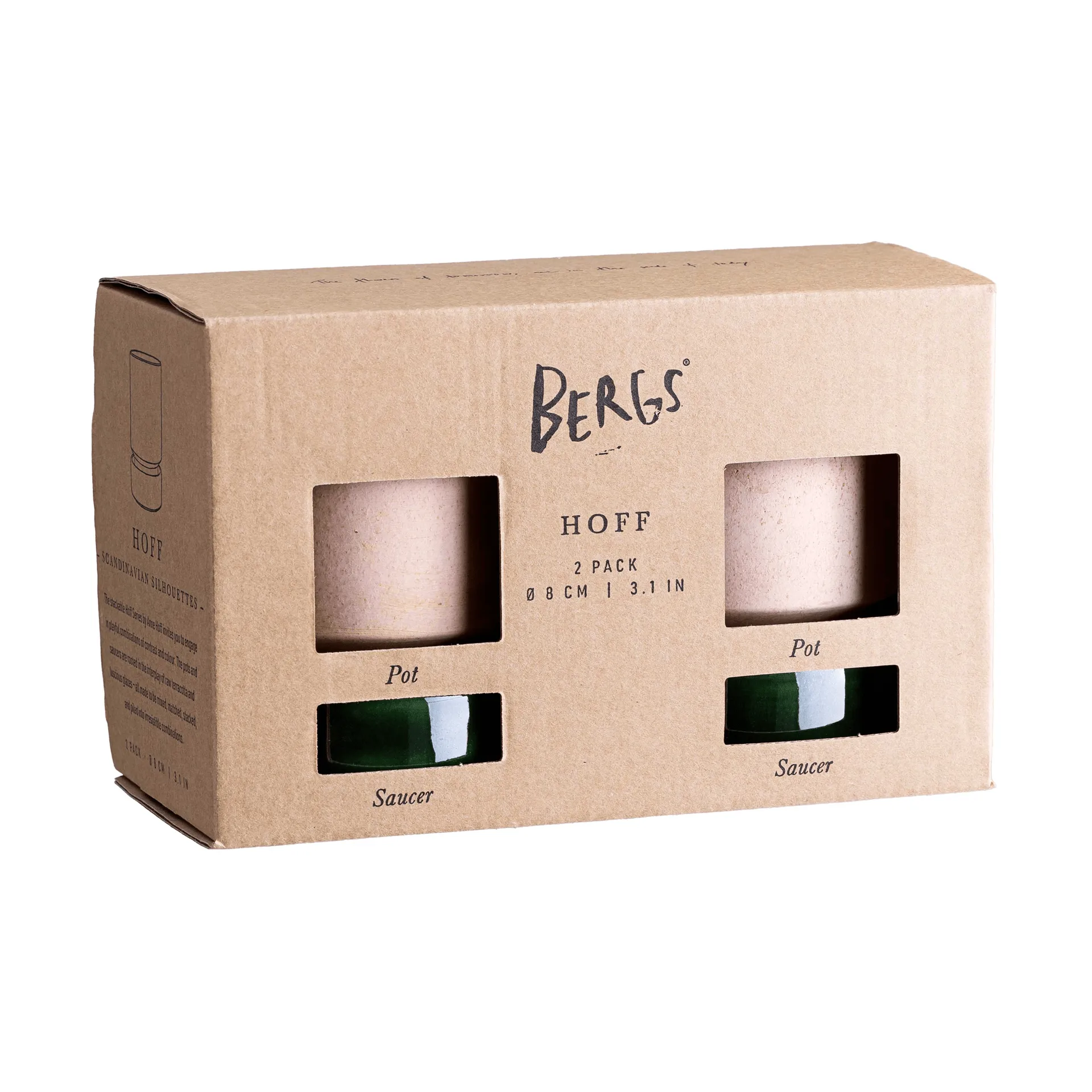 Hoff kruka 2-pack, Ø8 cm, Raw Rosa-Emerald Green (rosa-grön) Bergs Potter
