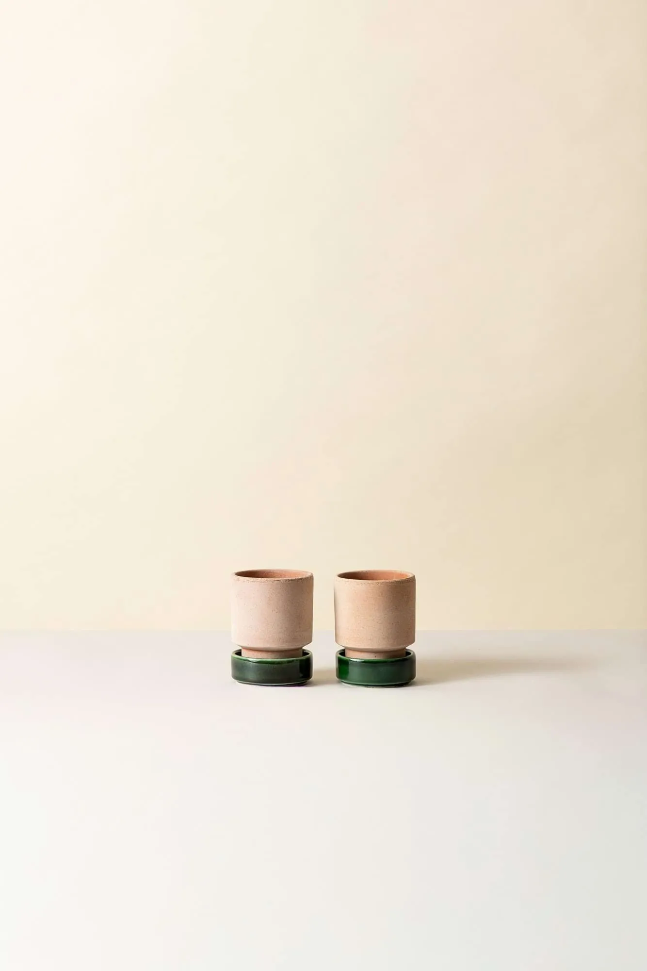 Hoff kruka 2-pack, Ø8 cm, Raw Rosa-Emerald Green (rosa-grön) Bergs Potter