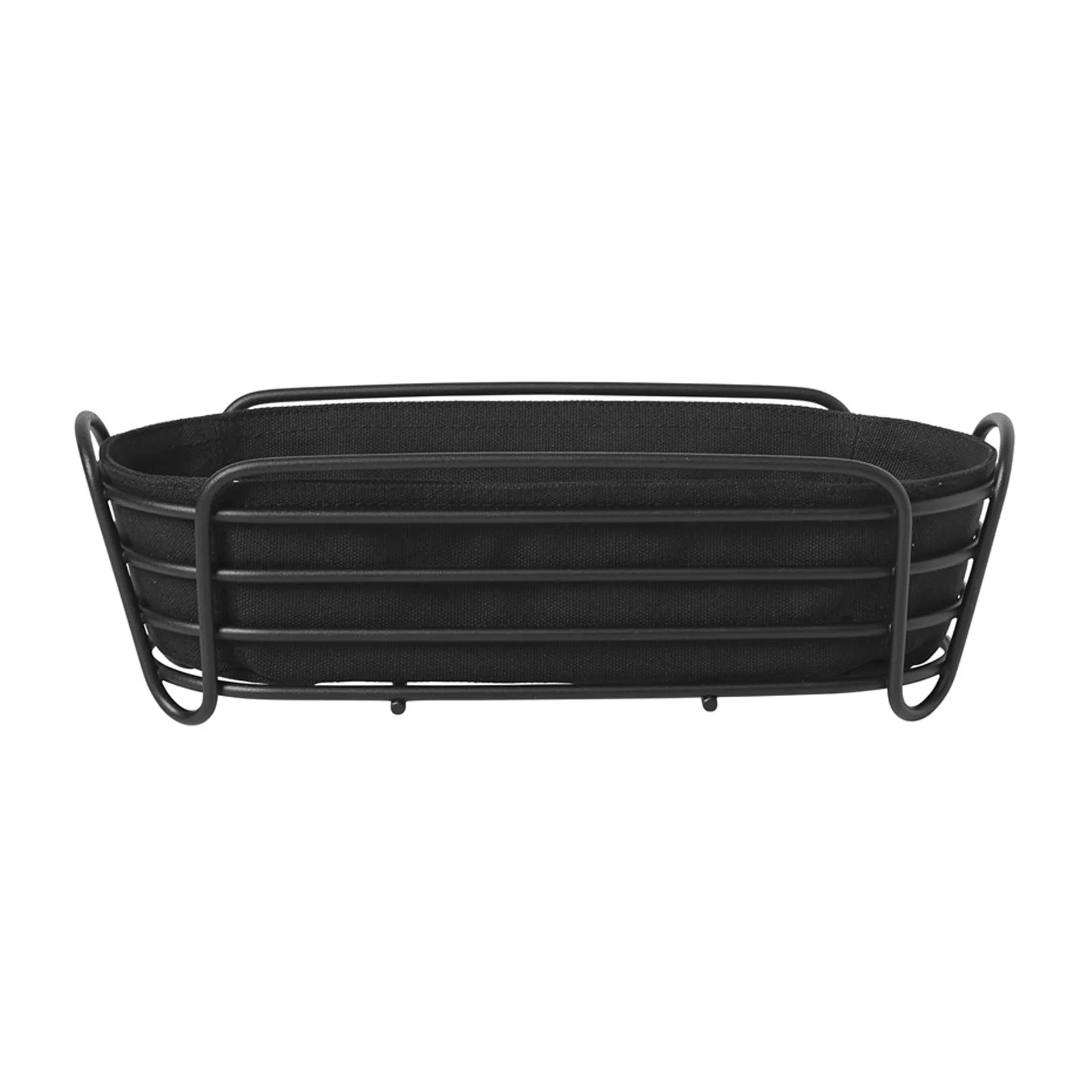 Delara brödkorg oval 32 cm, Svart blomus