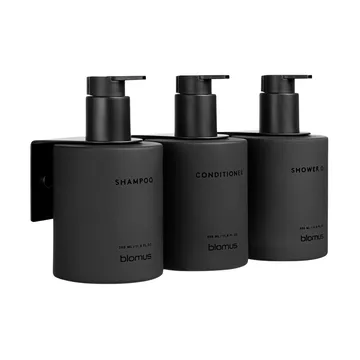 Kirei glasflaskor inkl vägghållare 3-pack - Smoke, monteras med skruv - blomus