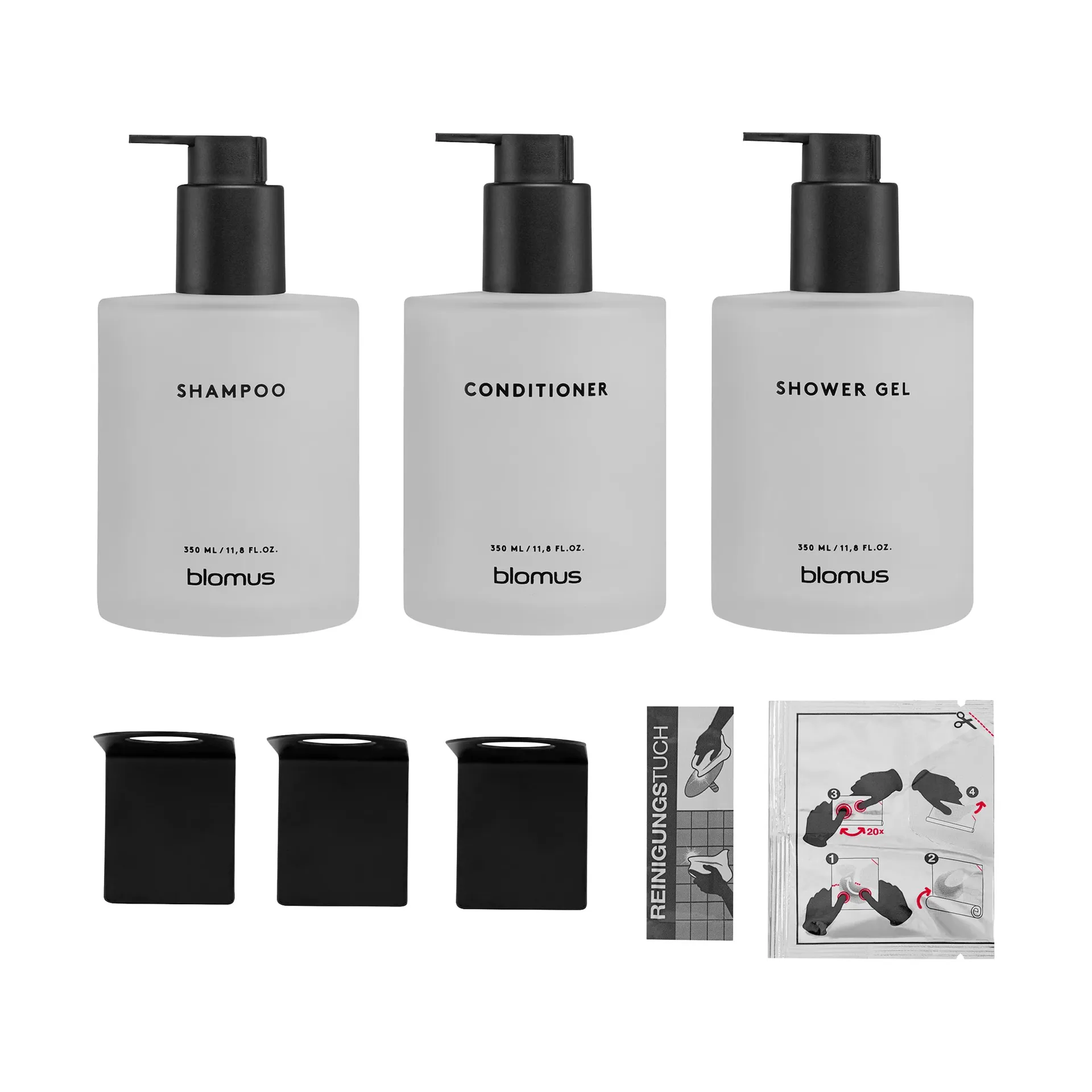 Kirei glasflaskor inkl vägghållare 3-pack, Vit, limmonterad blomus