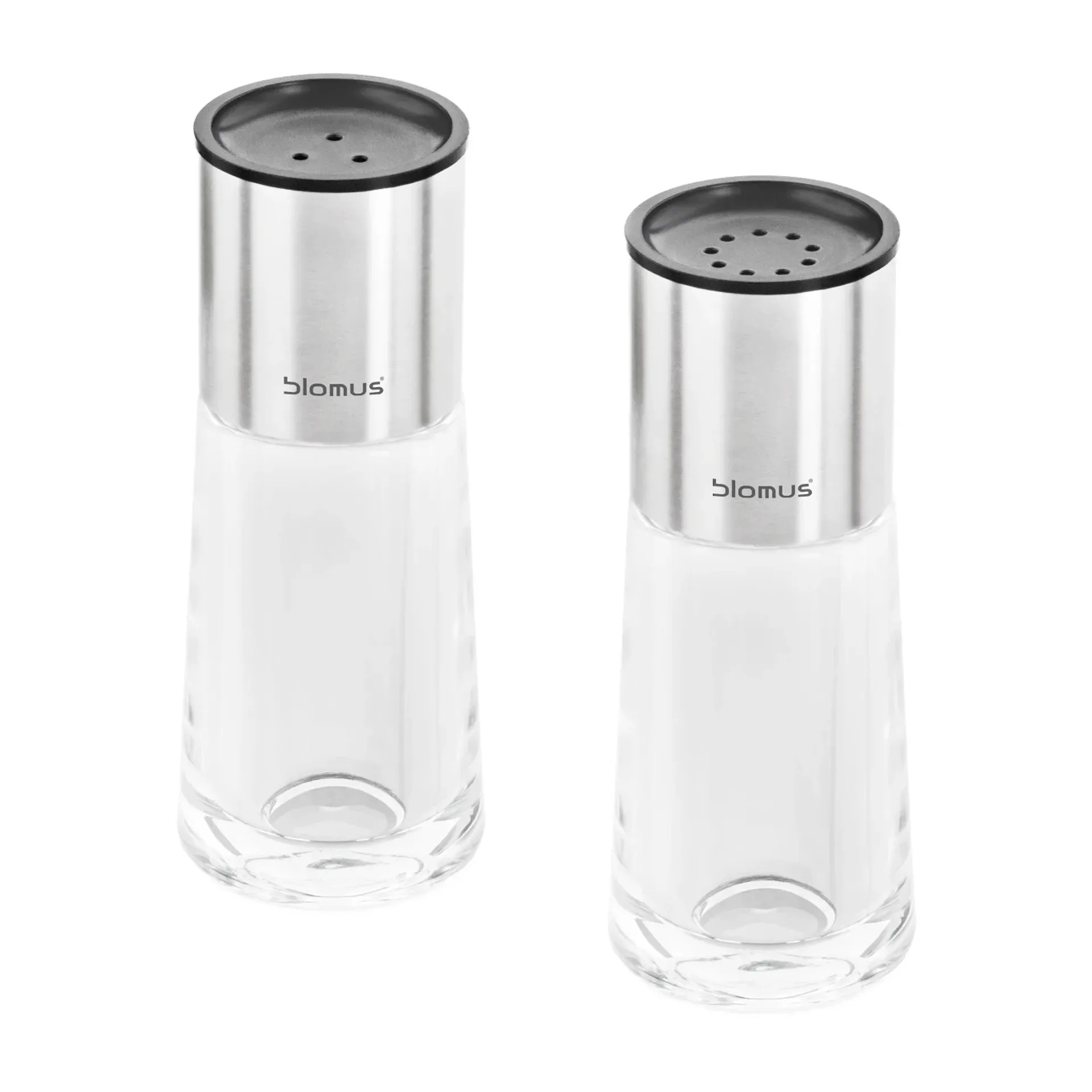 Perea salt- och pepparströare set, Glas-rostfritt stål blomus