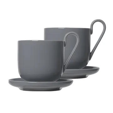 Ro kaffekopp med fat 2-pack - Sharkskin - blomus