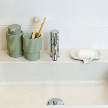 Soap Saver Flow tvålfat med avrinningspip betong - Vit - Bosign