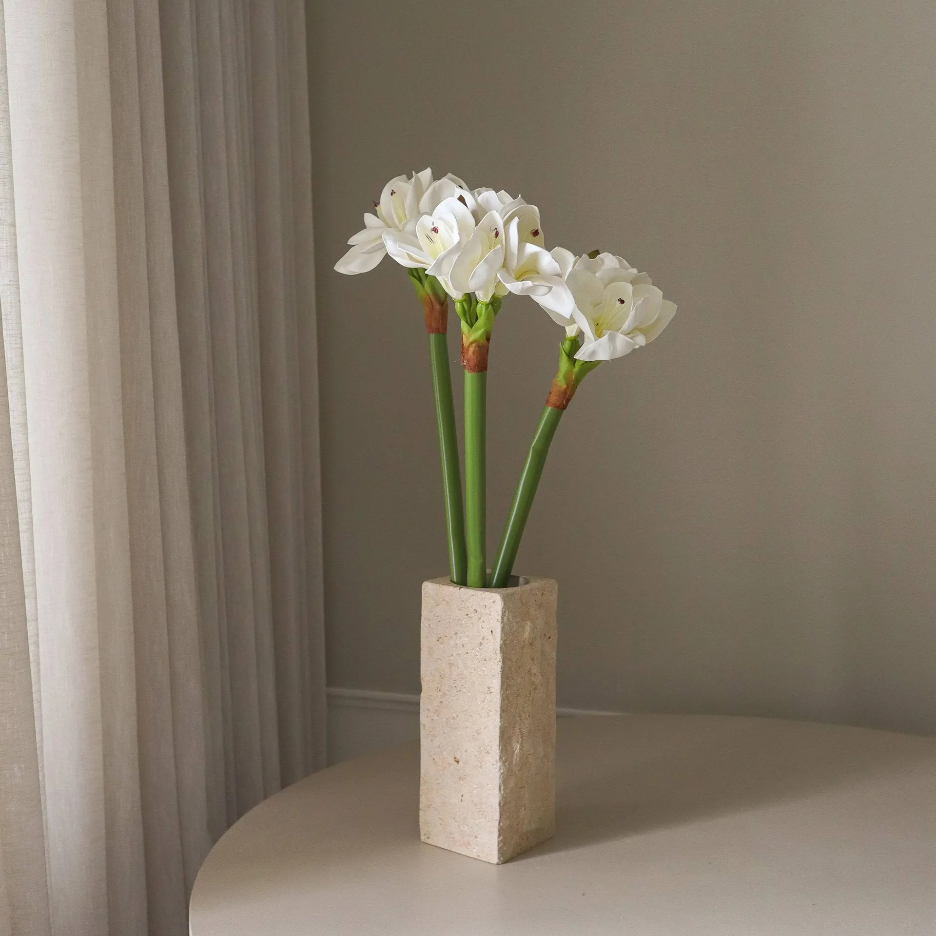 Amaryllis konstgjord bukett, Vit, 73 cm Botané