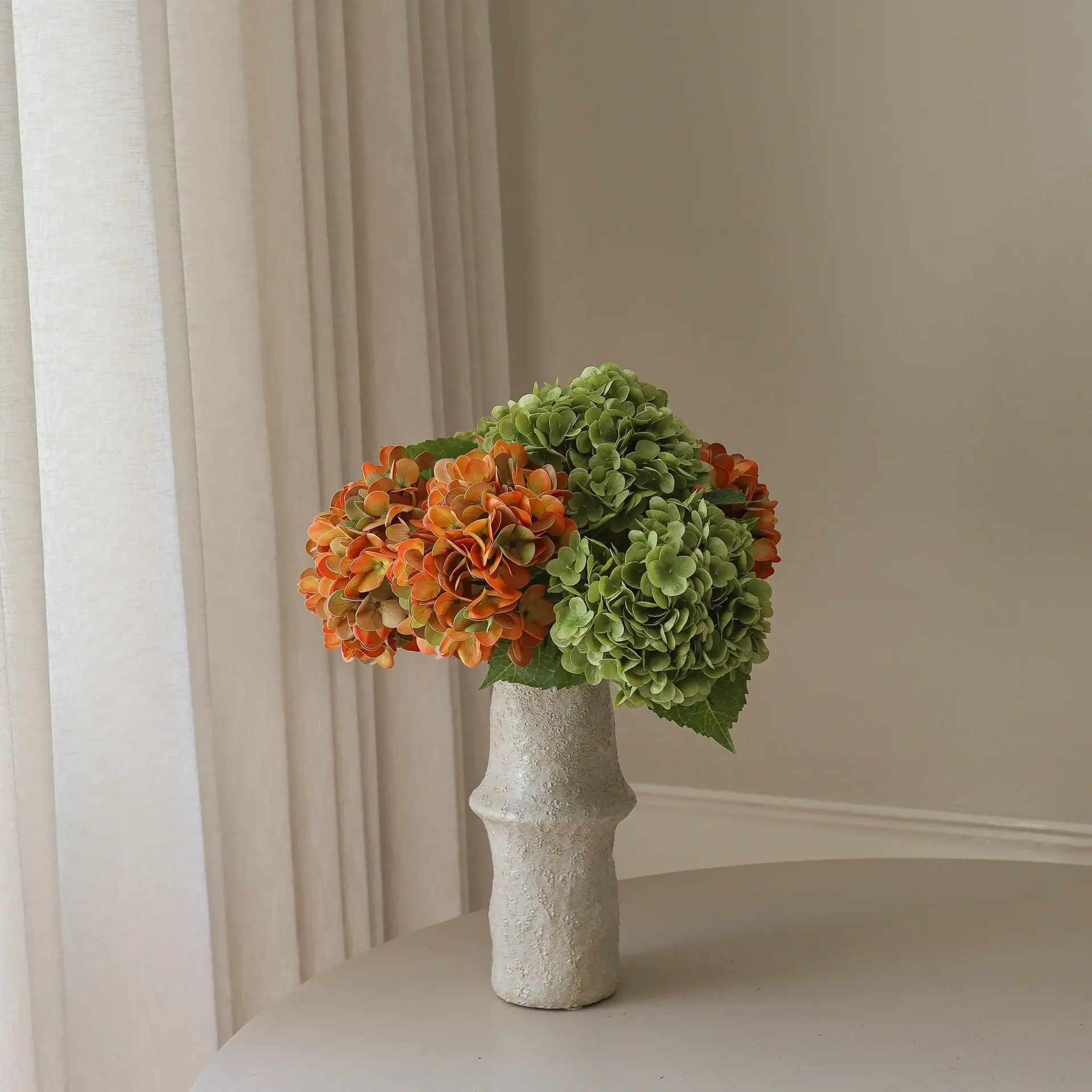 Hortensia konstgjord bukett, Copper, 60 cm, 7 st Botané