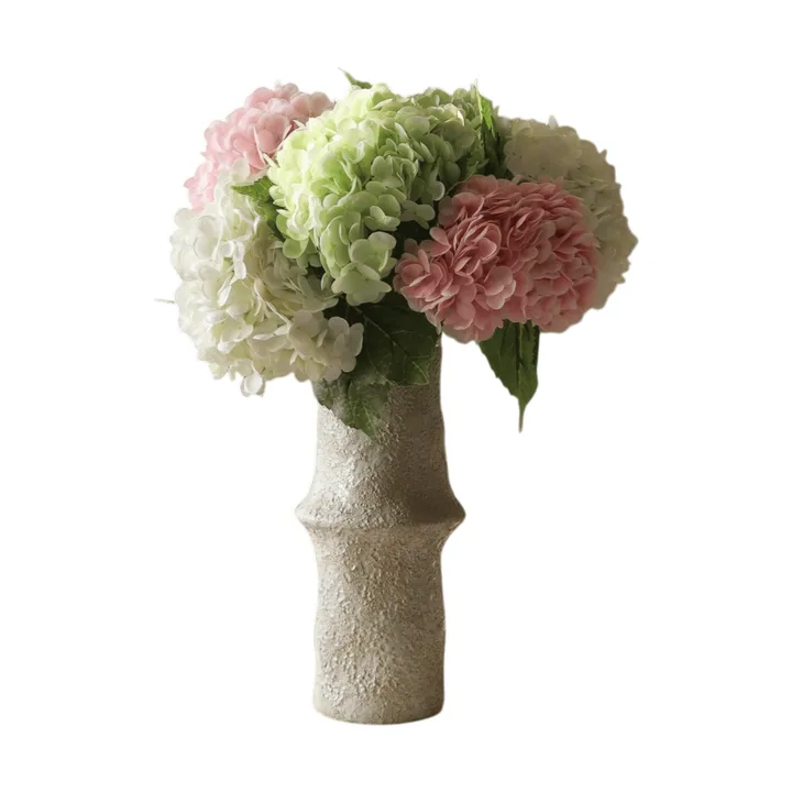 Hortensia konstgjord bukett - Rosa-vit-grön, 7 st - Botané