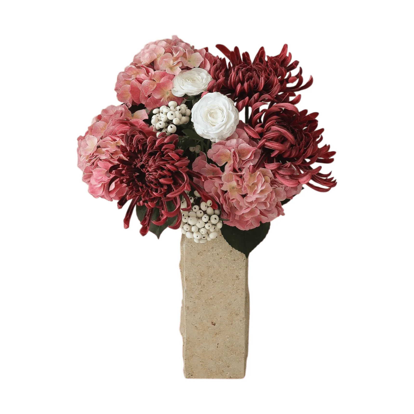 Rose reverie konstgjord bukett, Hortensia, spindelkrysantemum, ranunkel, 77 cm Botané