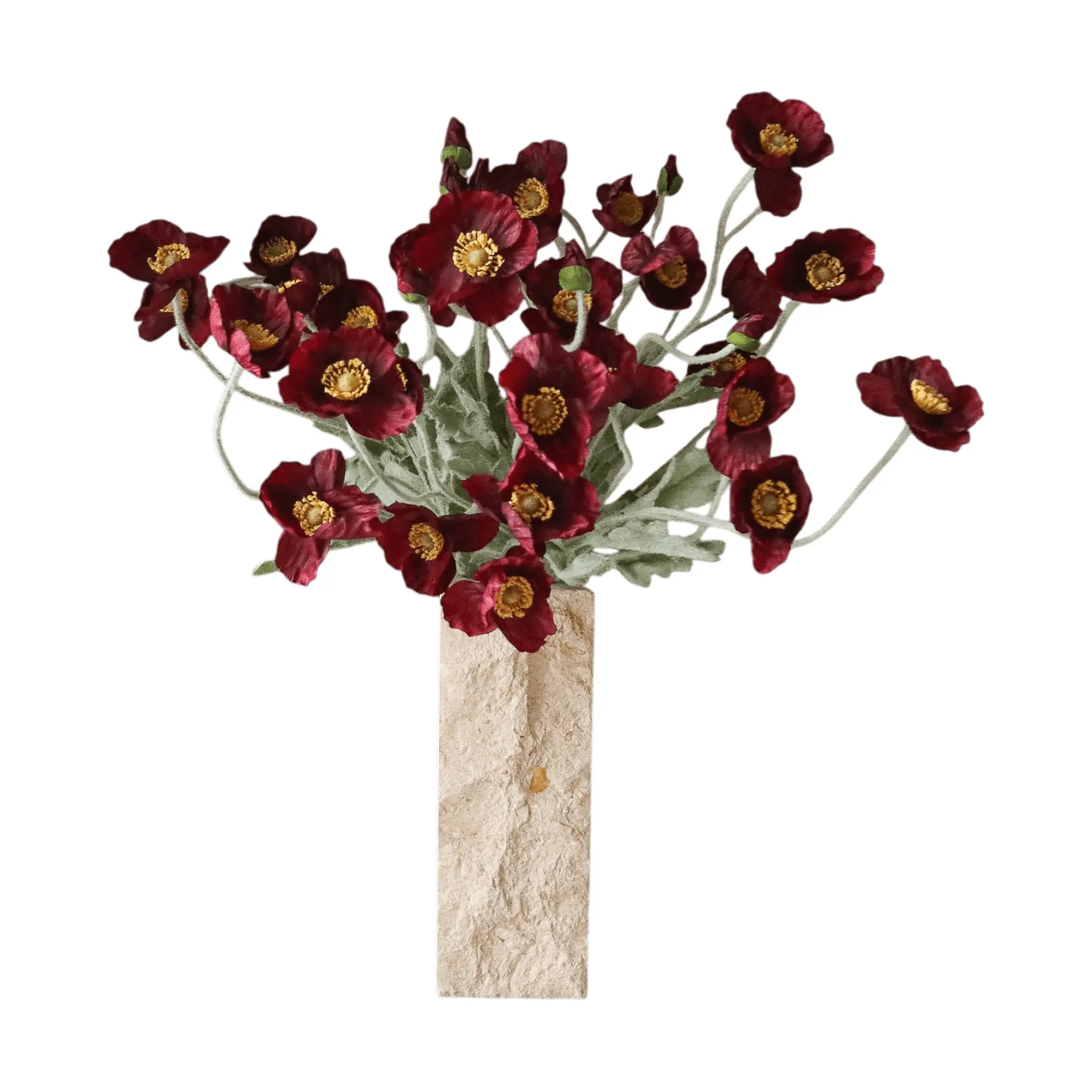 Vallmo konstgjord bukett, Burgundy, 56 cm, 10 st Botané