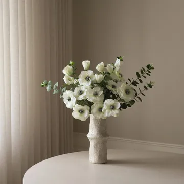 White Satin konstgjord bukett - Anemon-eukalyptus 9 st - Botané