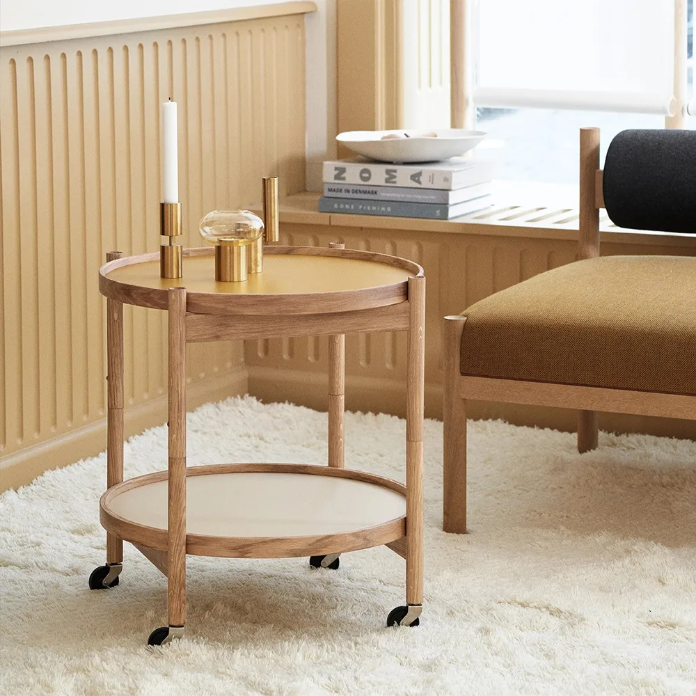 Bølling Tray Table model 50 rullbord, base, obehandlat bokstativ Brdr. Krüger