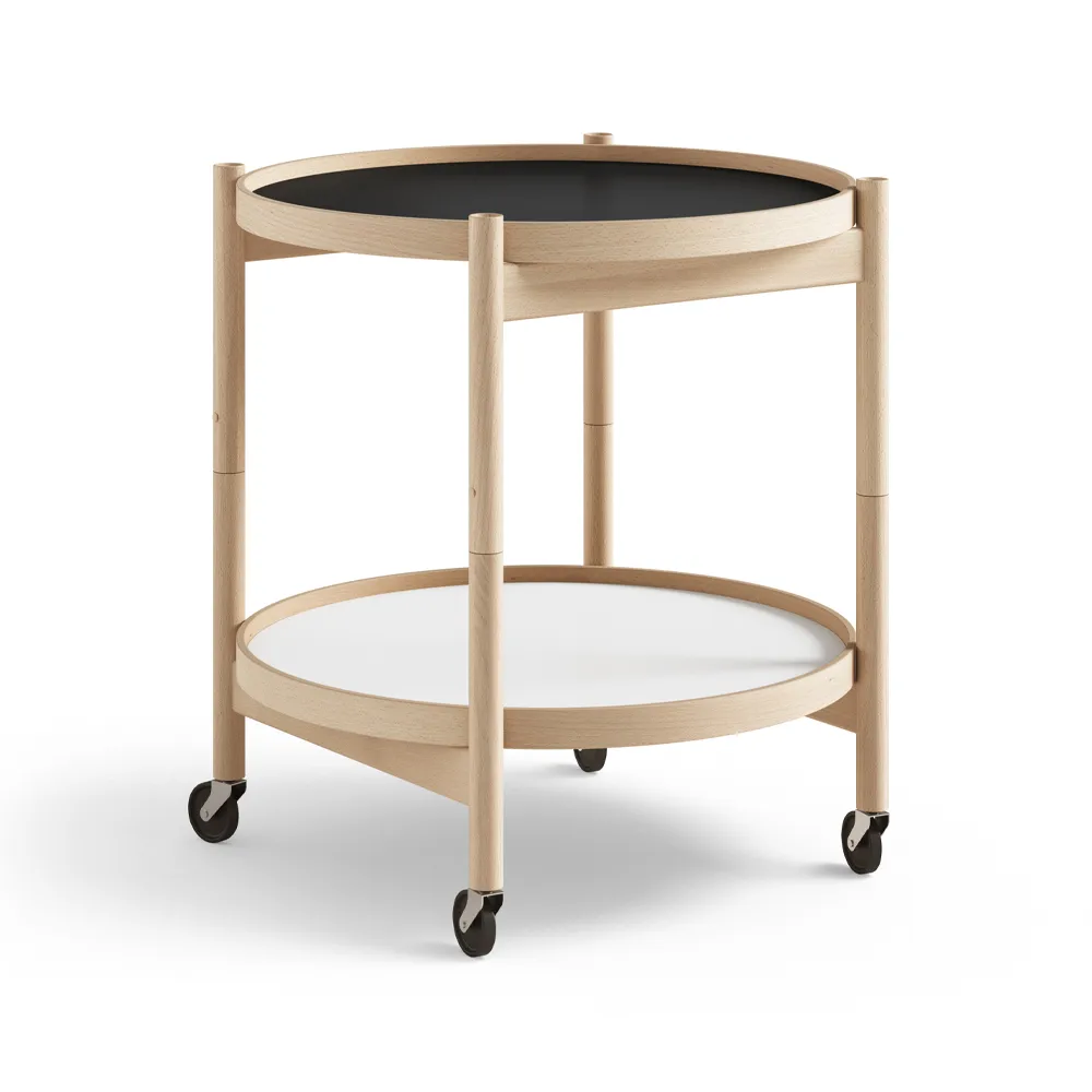 Bølling Tray Table model 50 rullbord, base, oljat bokstativ Brdr. Krüger