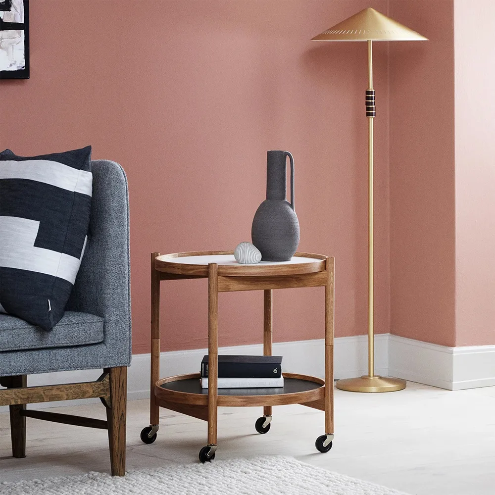 Bølling Tray Table model 50 rullbord, Ek rökt, rökt oljat ekstativ Brdr. Krüger