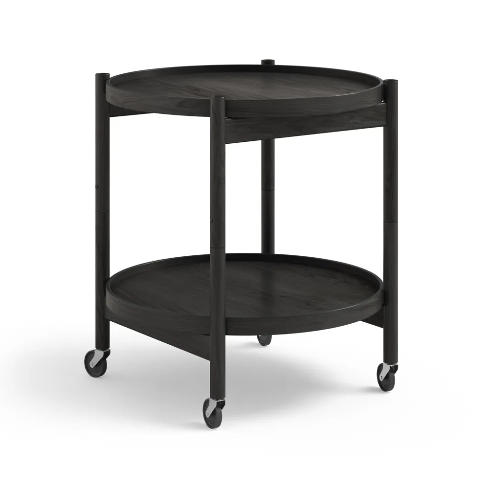 Bølling Tray Table model 50 rullbord, ek svart lack, svartlackat ekstativ Brdr. Krüger