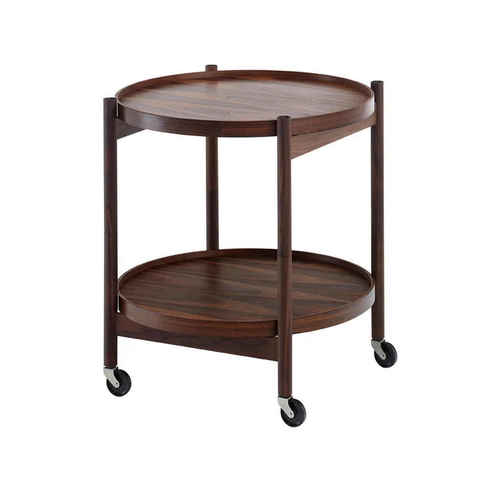 Bølling Tray Table model 50 rullbord, valnötsfanér, oljat valnötsstativ Brdr. Krüger