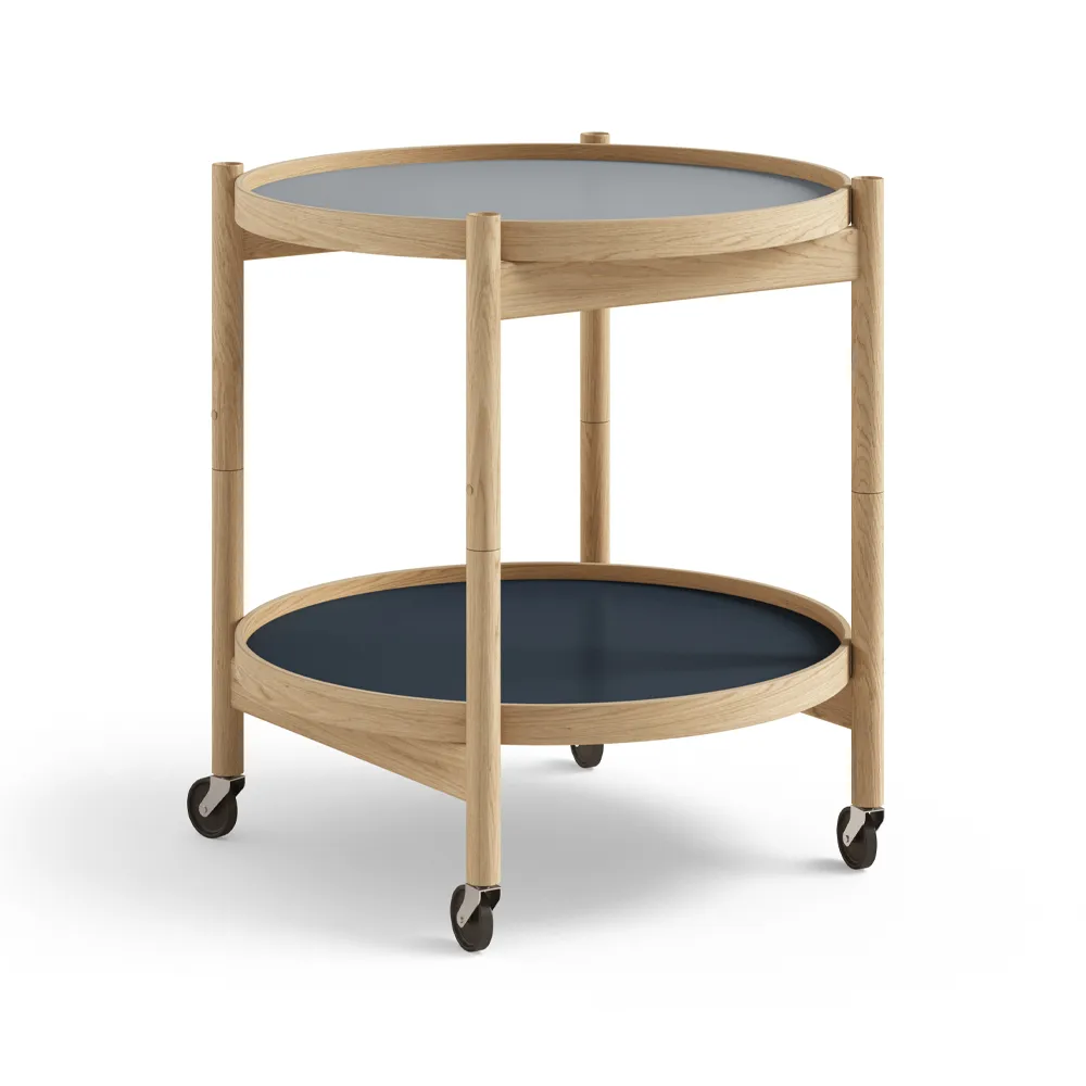 Bølling Tray Table model 50 rullbord, water, oljat ekstativ Brdr. Krüger