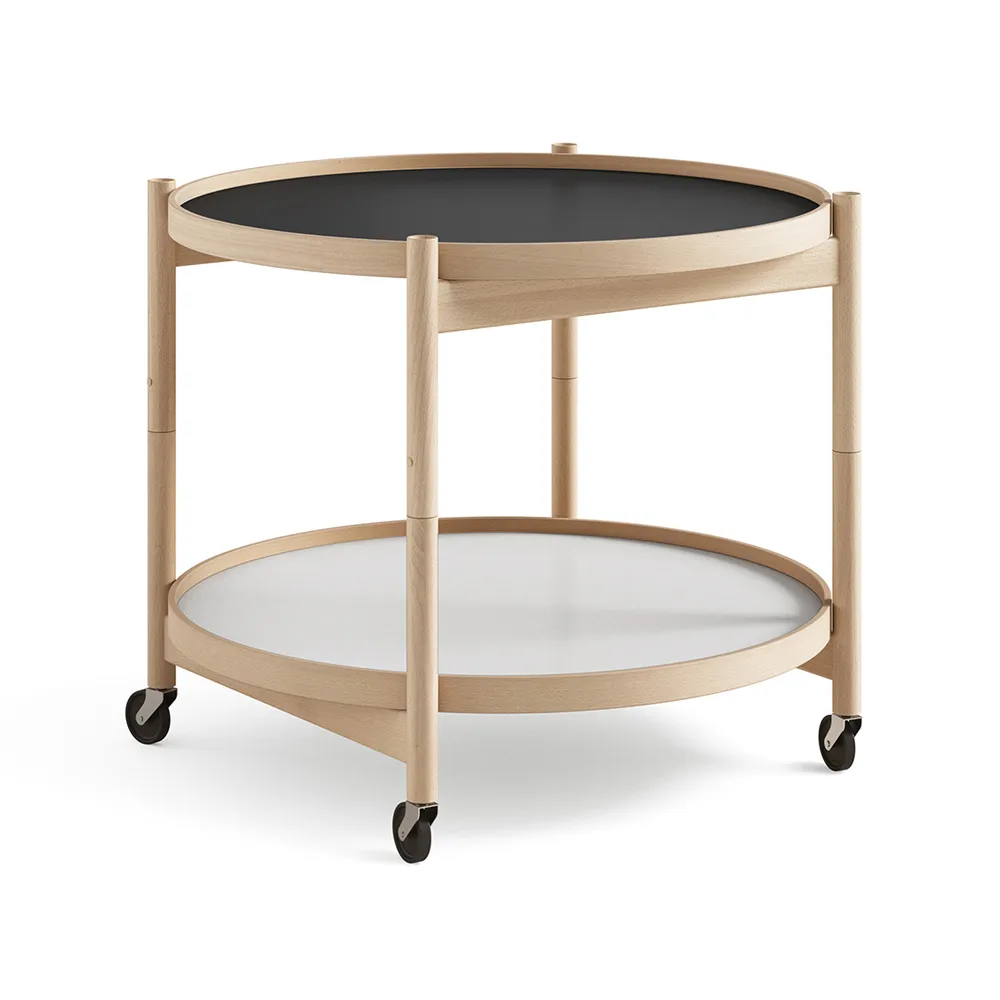 Bølling Tray Table model 60 rullbord, base, oljat bokstativ Brdr. Krüger