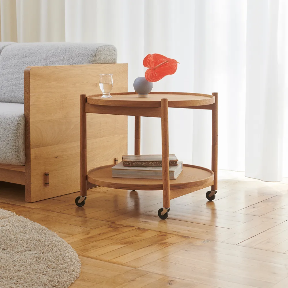 Bølling Tray Table model 60 rullbord, water, rökoljad ekstativ Brdr. Krüger