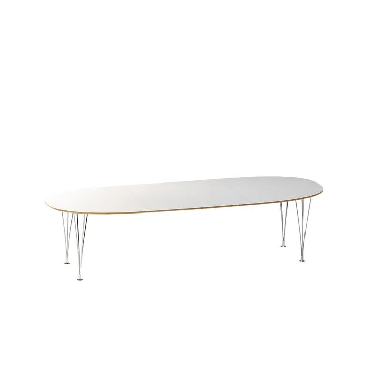 Mi 304-50 Superellips matbord 200x100 cm - Naturkant-kromben 2 ilägg - Bruno Mathsson International