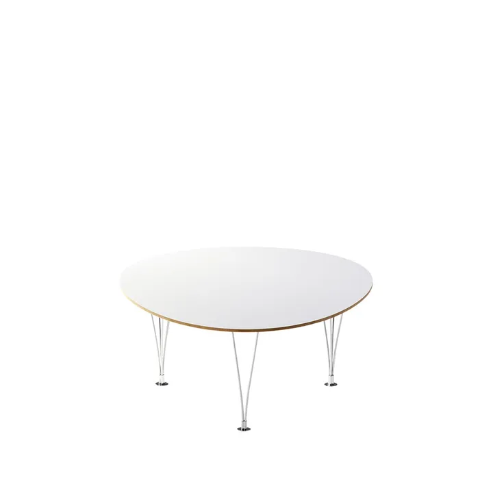 Mi 320 Trisuperellips soffbord - vit, naturkant, kromben - Bruno Mathsson International