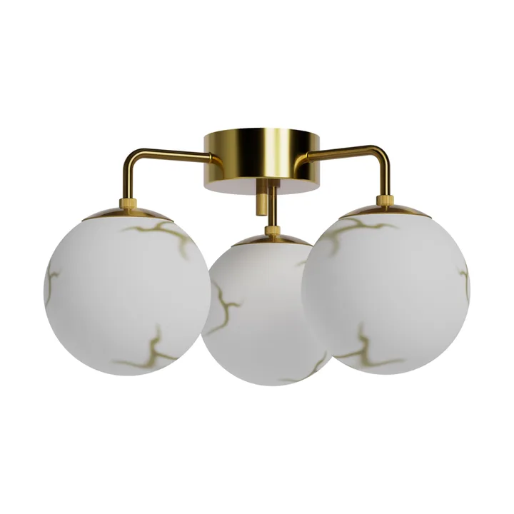 Bellagio plafond 3-lite - Mässing-vit - By Rydéns