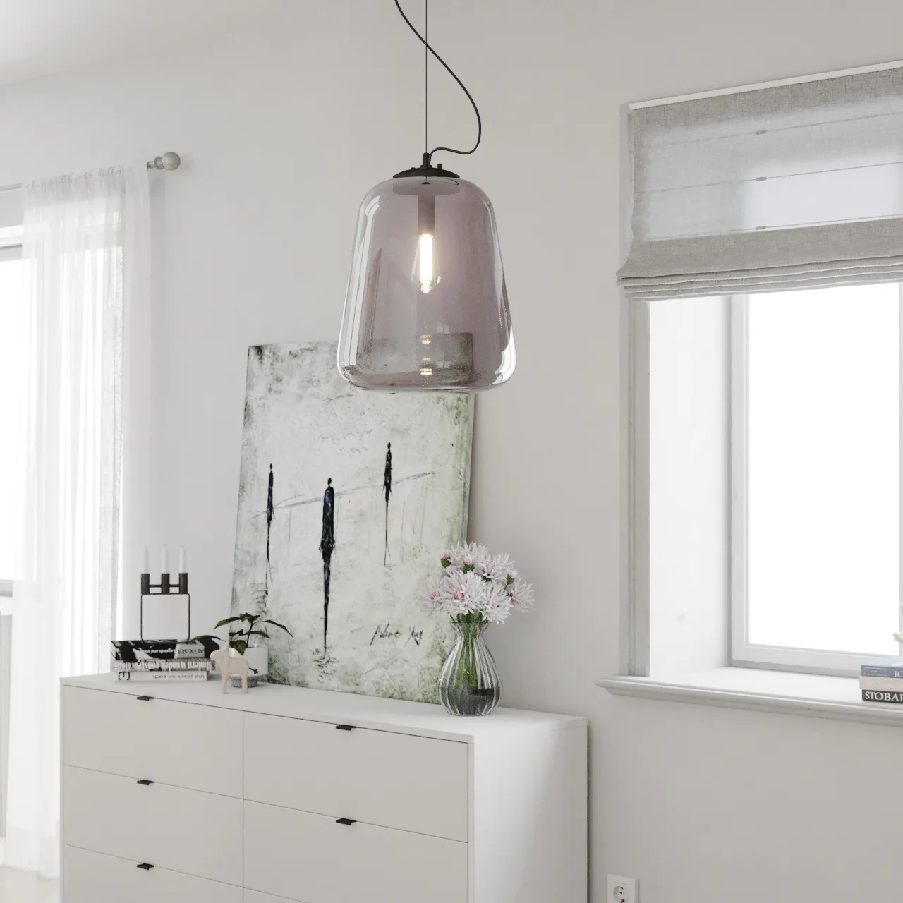 Leola taklampa Ø33 cm, Svart-rökgrå By Rydéns