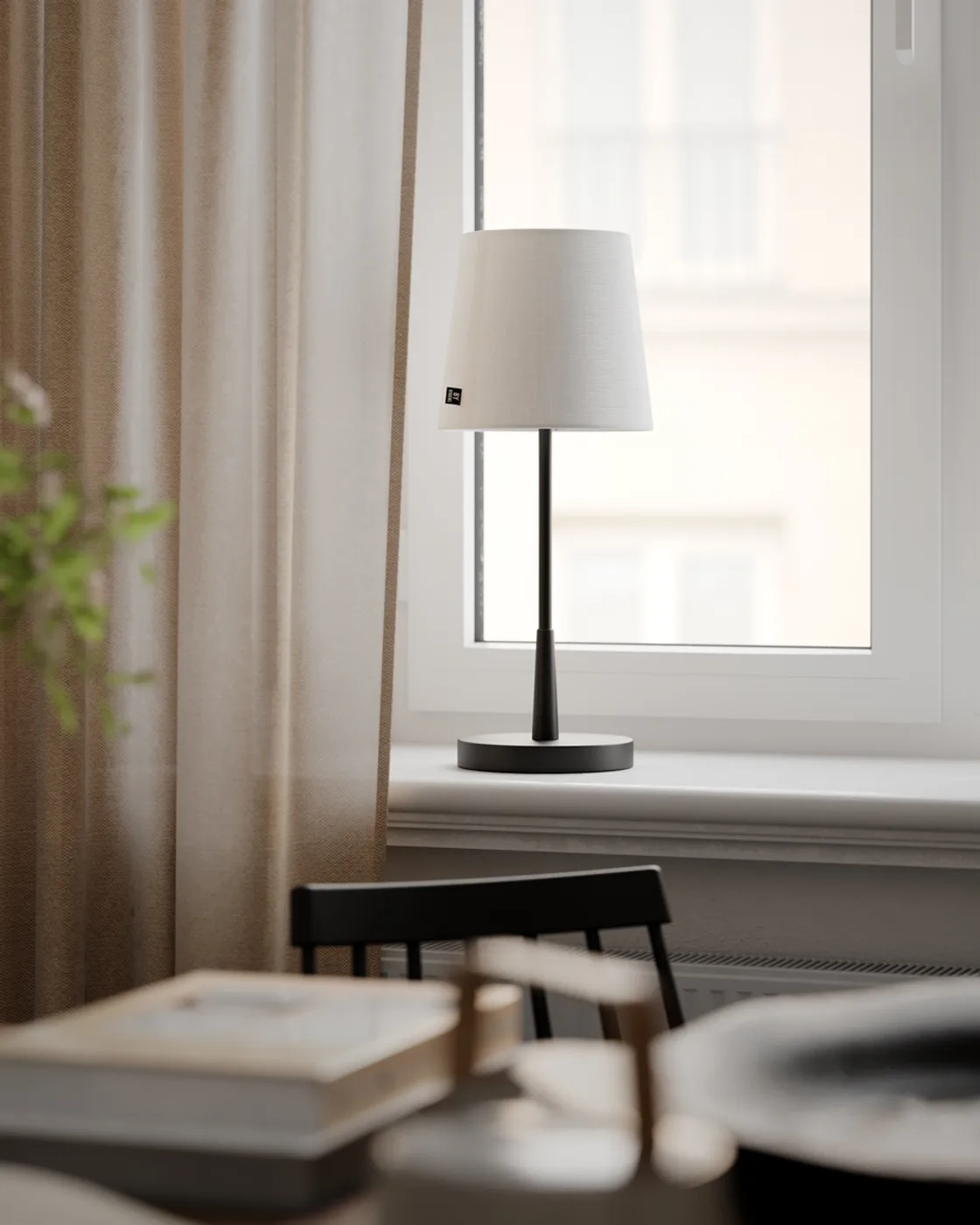 Lumi bordslampa 48,5 cm, Matt svart-vit By Rydéns