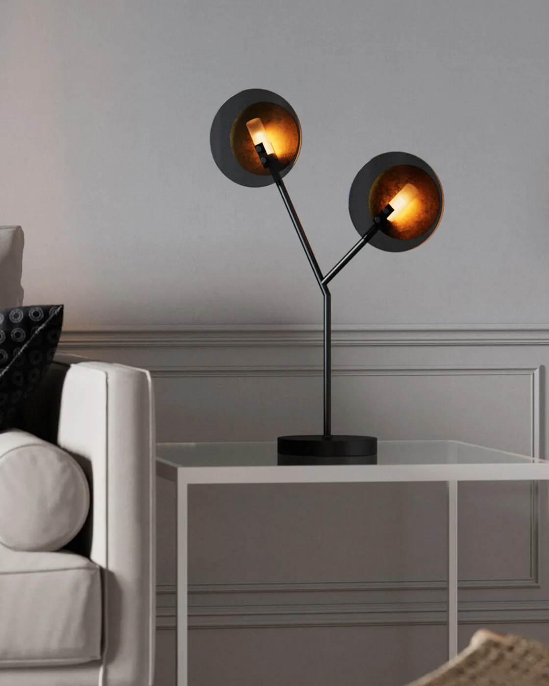 Turno bordslampa 59 cm, Matt svart-guld By Rydéns
