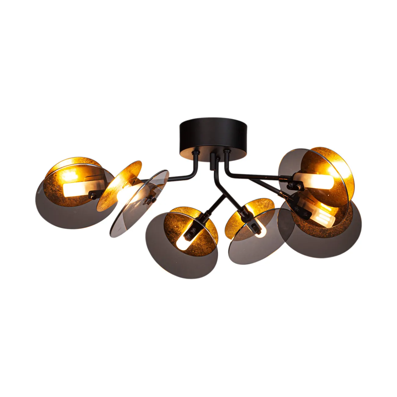 Turno plafond Ø66 cm, Matt svart-guld By Rydéns