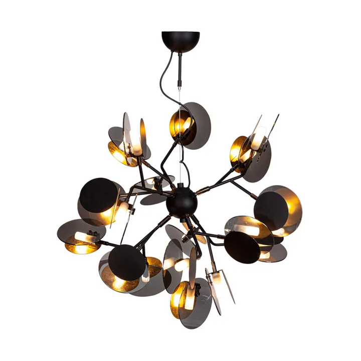 Turno taklampa Ø80 cm - Matt svart-guld - By Rydéns