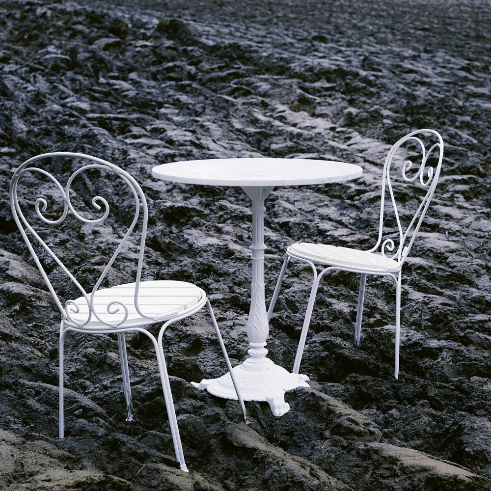 Classic cafébord, Marmor vit, grönt stativ Byarums bruk