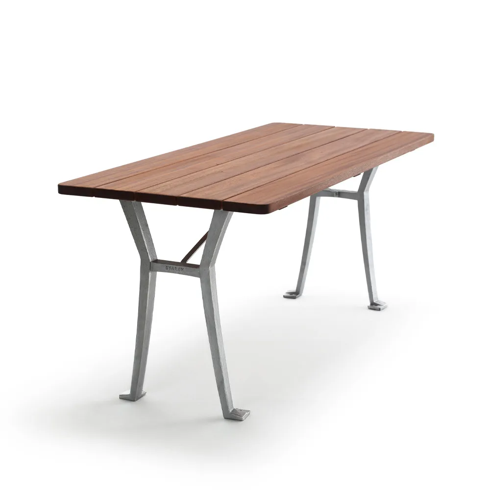 Lessebo bord, Mahogny, rå aluminiumstativ Byarums bruk