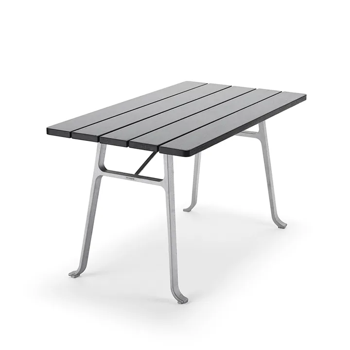 Seriff bord - Mahogny svart lasyr, rå aluminiumstativ - Byarums bruk