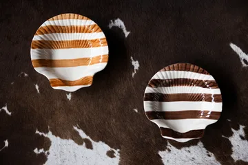 Armona stripe tallrik 23,5x23,5 cm - Ljusbrun-vit - Byon