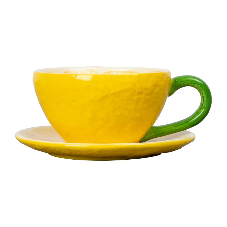 Lemon kopp med fat 25 cl, Yellow Byon