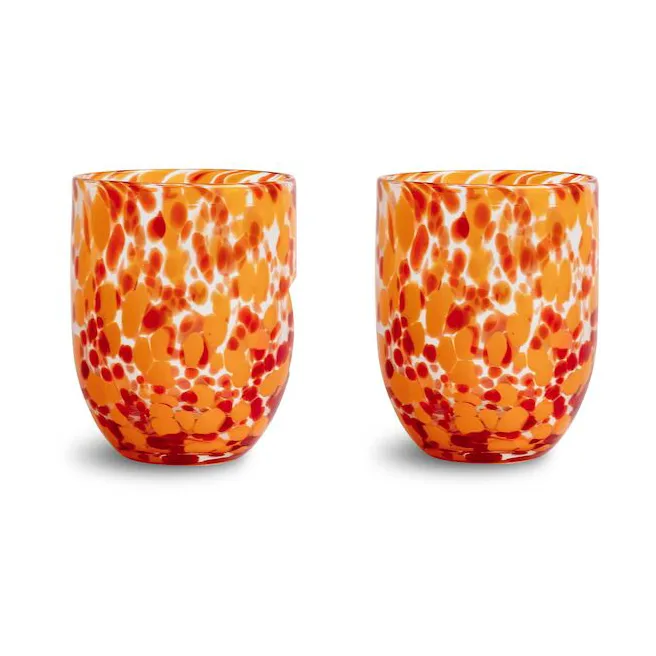 Messy glas 30 cl 2-pack, Röd-orange Byon