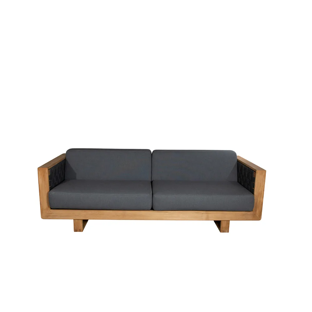 Angle Soffa 3-sits, Dark grey, teak Cane-line
