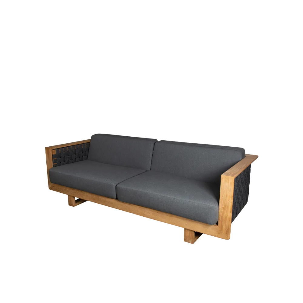 Angle Soffa 3-sits, Dark grey, teak Cane-line