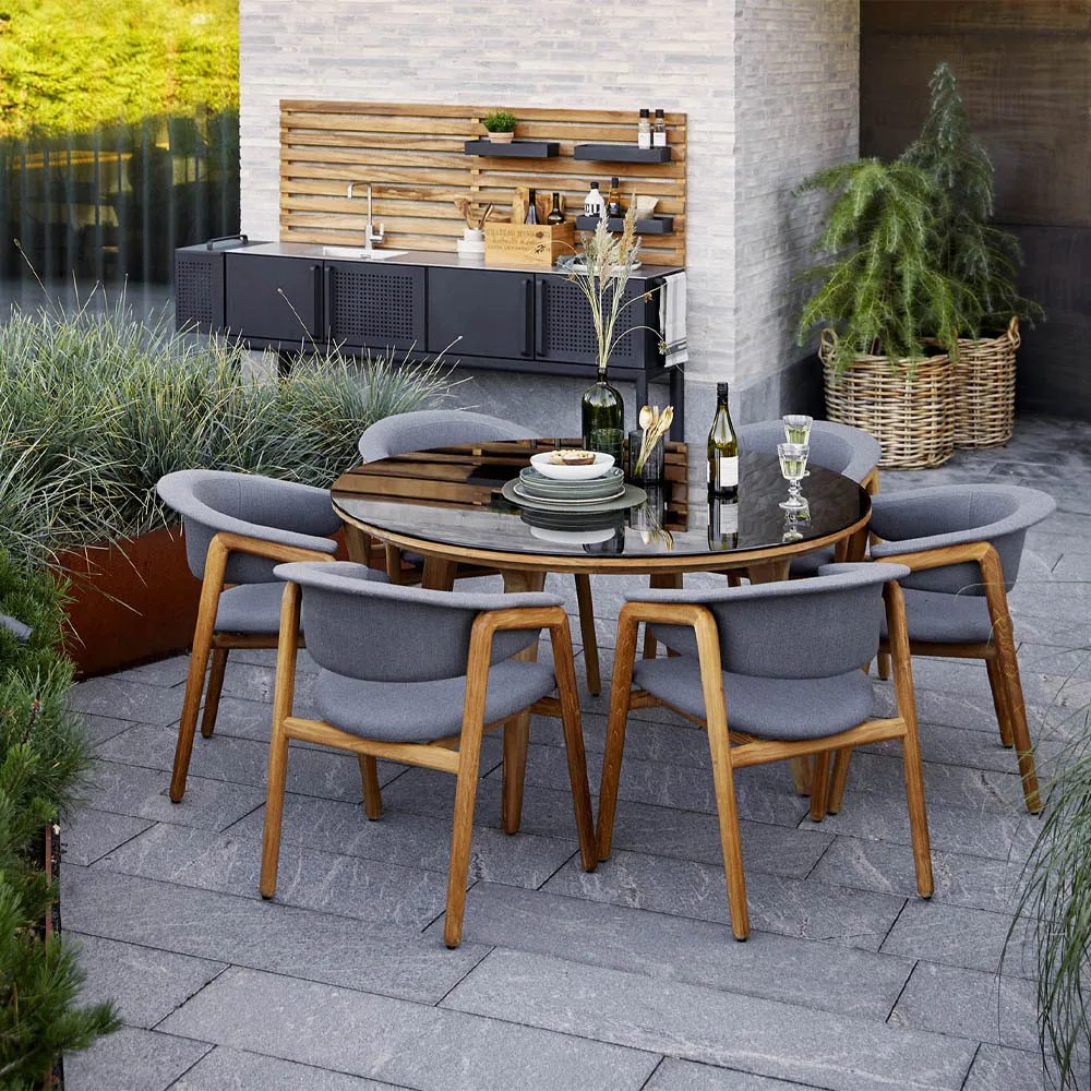 Aspect matbord runt, Fossil black-teak Cane-line