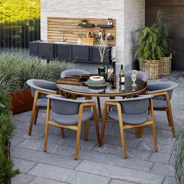 Aspect matbord runt - Fossil black-teak - Cane-line