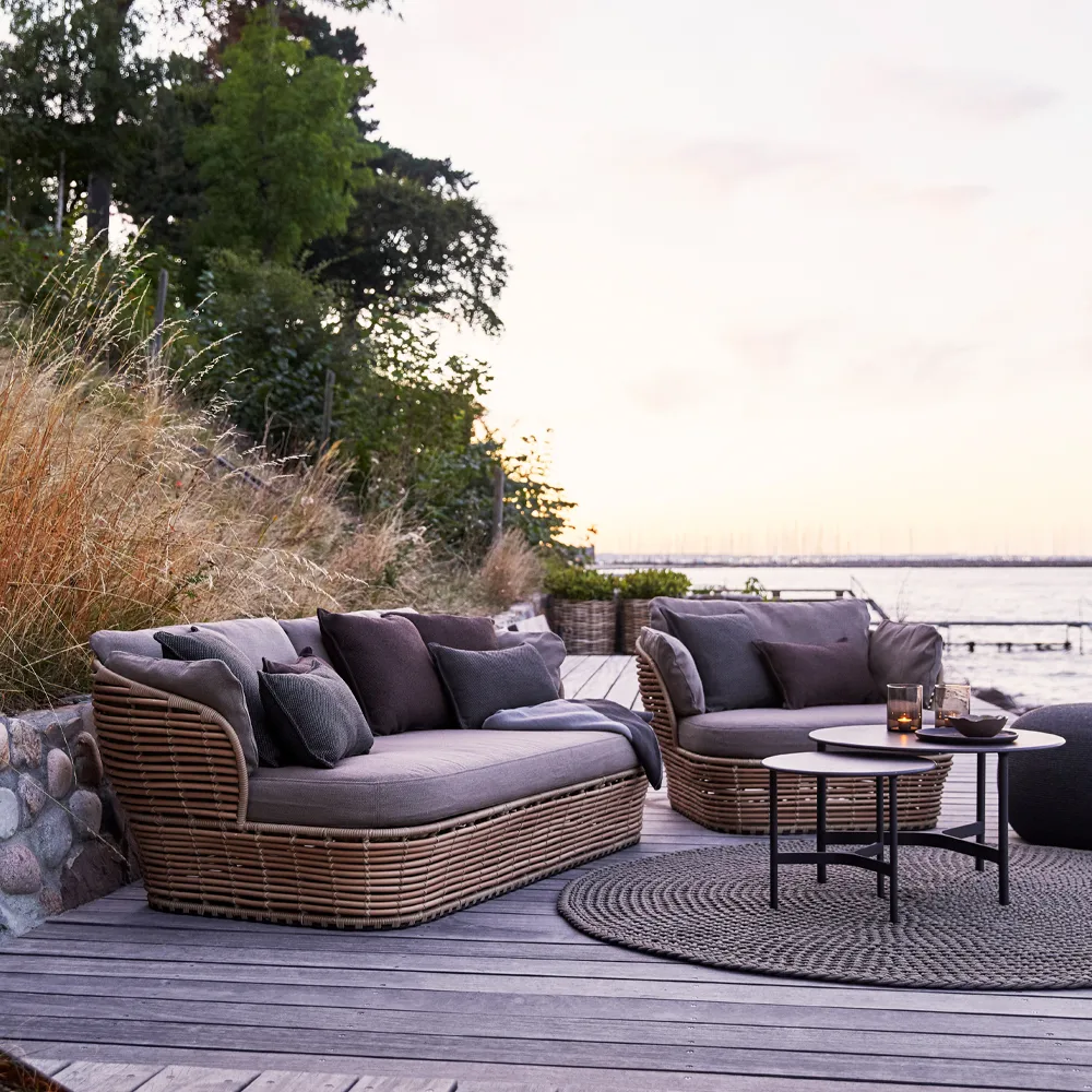 Basket loungefåtölj, Natural, inkl. taupe dynor Cane-line