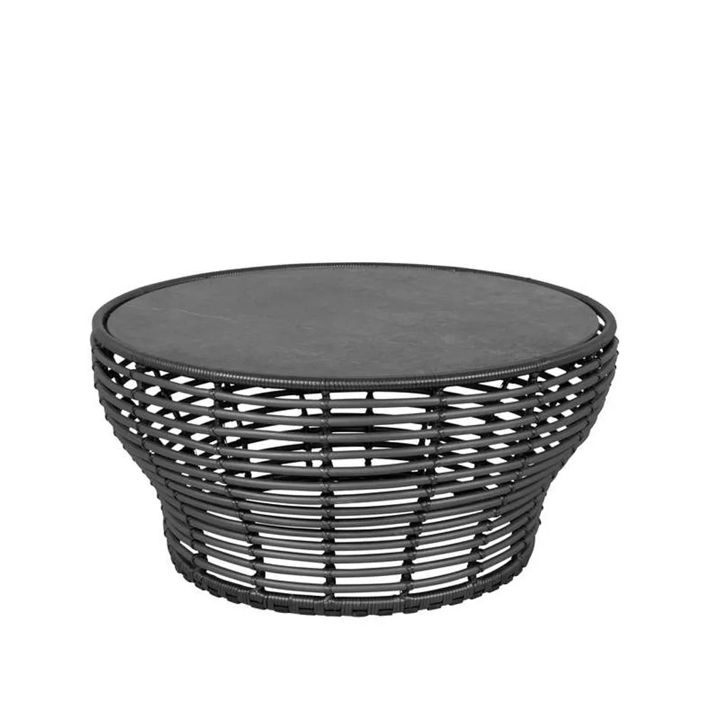 Basket soffbord, Fossil black, stor, grått flätat underrede Cane-line