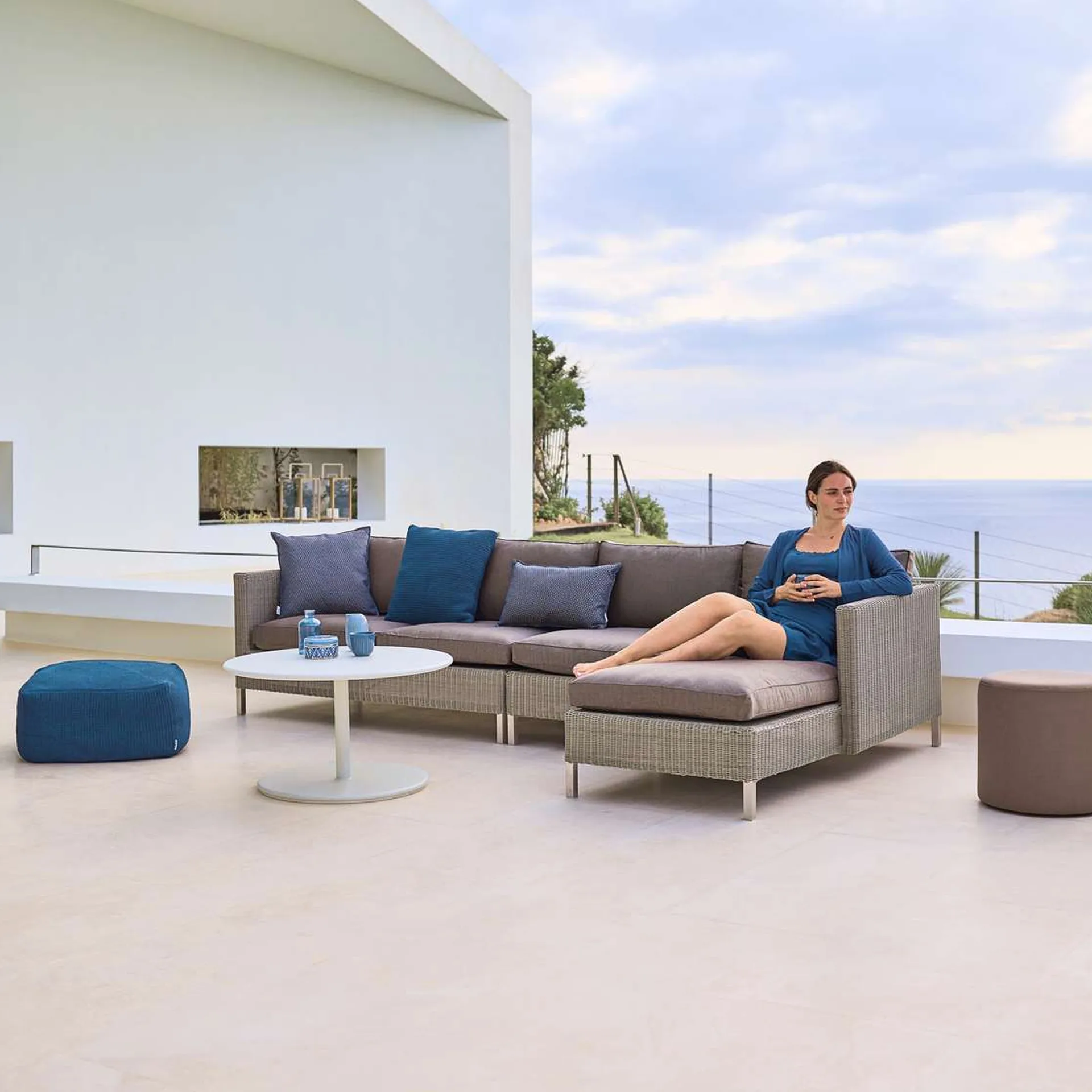 Connect modulsoffa, 2-sits taupe, höger Cane-line