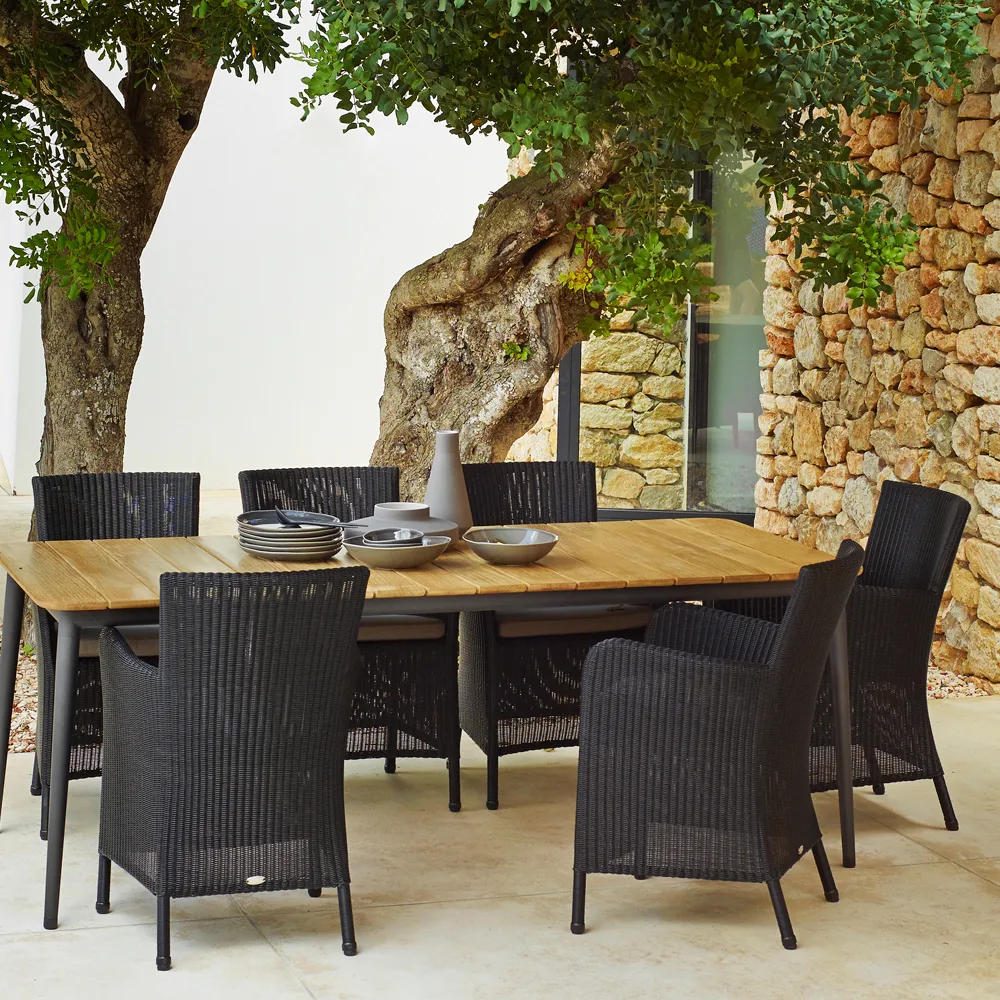 Core matbord teak 160x100x74 cm, Lava grey stativ Cane-line