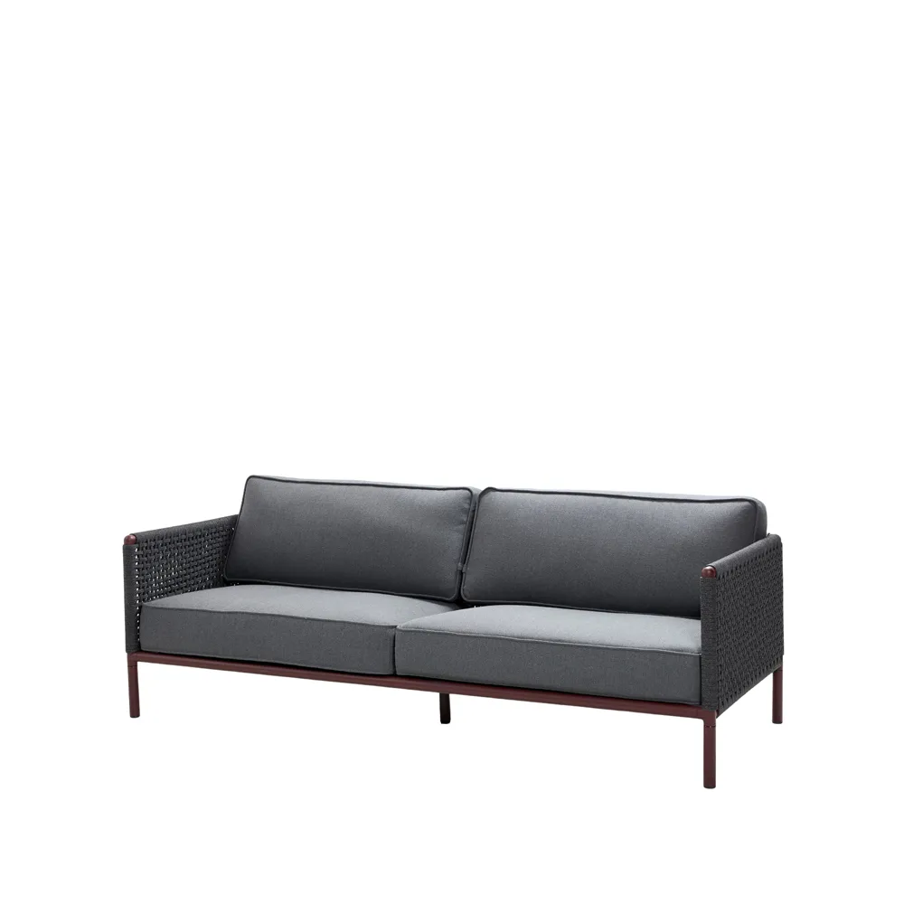 Encore 3-sits soffa, Cane-Line airtouch bordeaux/dark grey Cane-line