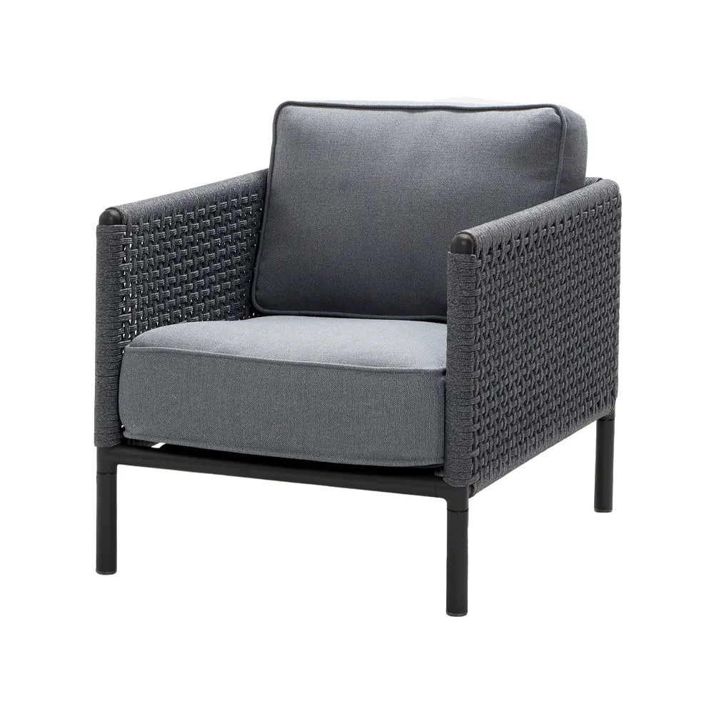 Encore loungefåtölj, Cane-Line airtouch lava grey/dark grey, inkl. dynor Cane-line