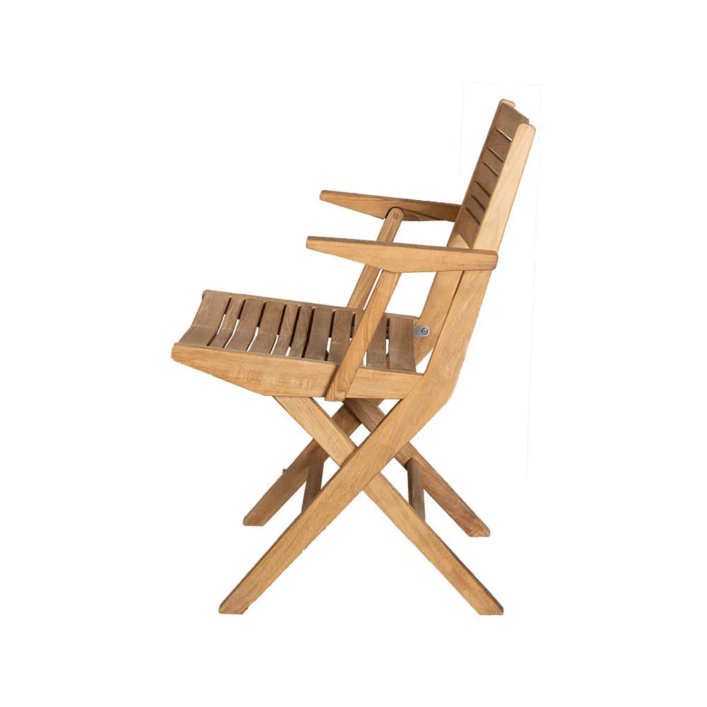 Flip fällstol, Teak, med armstöd Cane-line